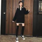 Color-block Long-sleeve Knit Dress As Figure - One Size
