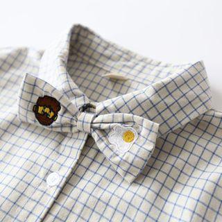 Embroidered Bow Check Long-sleeve Shirt
