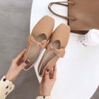 Faux Leather Ribbon Accent Flats