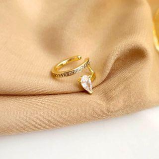 Rhinestone Alloy Cuff Earring 1 Piece - Gold - One Size