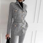Set: Plaid Button Blazer + Plaid Dress Pants