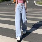 Cross Waistband Loose Fit Jeans