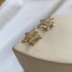 Rhinestone Alloy Star Earring Gold - One Size