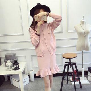 Set: Cardigan + Sleeveless Knit Dress