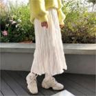 Band-waist Pleated Skirt White - One Size