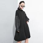 Plain Pullover Dress Black - One Size