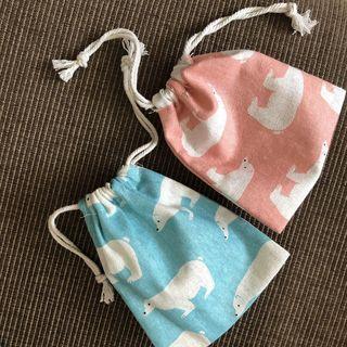 Polar Bear Print Drawstring Pouch