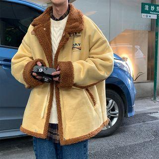 Buckled Collar Lettering Jacket