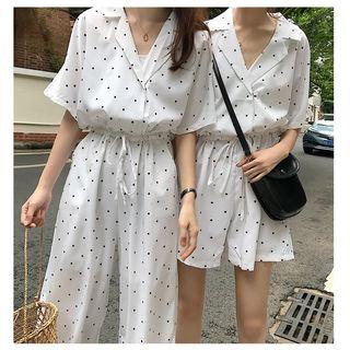 Polka Dot Short-sleeve Playsuit / Jumpsuit