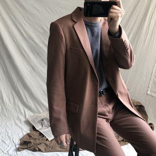 Set: Single-breasted Blazer + Slim-fit Dress Pants