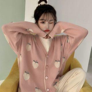 Peach Printed Cardigan / Peach Printed T-shirt