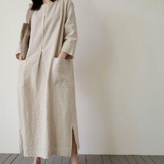 Plain Slit Maxi Shift Dress