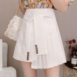 Irregular Pleated A-line Mini Skirt