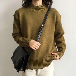Mock Neck Scallop Hem Sweater