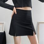 High-waist Slited Mini Skirt