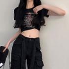 Mid Rise Plain Cargo Pants