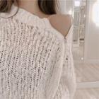 Plain Loose-fit Zip Sweater
