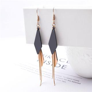 Alloy Rhombus Fringed Earring 1 Pair - Rhombus - Black - One Size