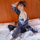 Set: Velvet Camisole + Robe + Pants