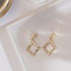 Geometric Rhinestone Dangle Earring 1 Pair - Era058-19 - Gold & White - One Size