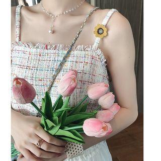 Set: Tweed Camisole Top + Plain Skirt