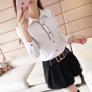 Long-sleeve Piping Shirt