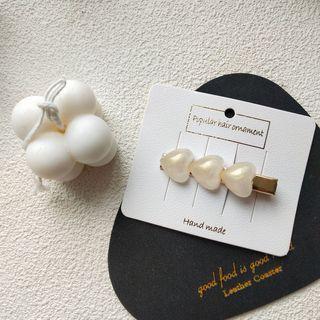 Heart Acrylic Hair Clip 1 Pc - Three Hearts - White - One Size