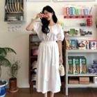 Puff-sleeve Blouse & Gather-waist Skirt Set