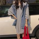 Hooded Denim Vest / Short Sleeve T-shirt Dress