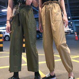 Chinese Character Embroidered Tank Top / Drawstring Waist Pants