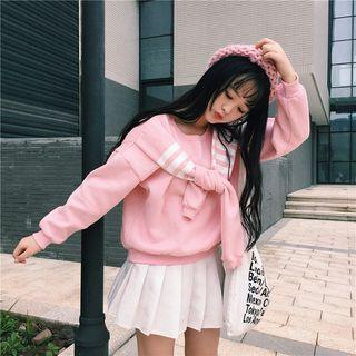 Stripe Panel Fleece-lined Sweatshirt