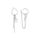 Non-matching Alloy Chain Dangle Earring 1 Pair - Hoop Earring - Asymmetric - One Size