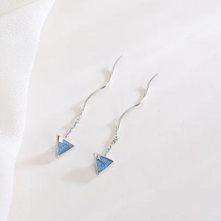 Sterling Silver Mountain Drop Threader Earring 1 Pair - Drop Threader Earring - Blue Snow Mountain - Silver - One Size