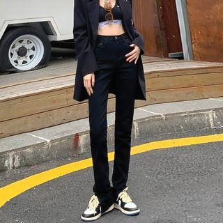 High Waist Side-slit Skinny Jeans (various Designs)