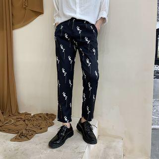 Floral Straight-fit Dress Pants