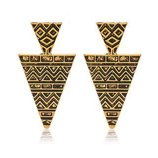 Engraved Triangle Drop Statement Earrings