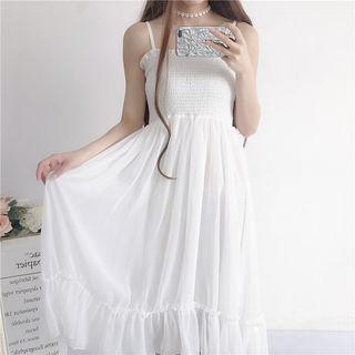 Spaghetti Strap Midi Smocked Dress