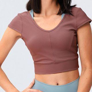 Cap-sleeve Cropped Sports T-shirt