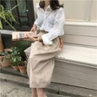 Plain Shirt / High Waist Midi Skirt