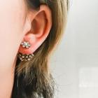 Rhinestone & Bead Ball Earring Silver Earring - One Size