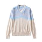 Color Block Sweater White & Blue - One Size