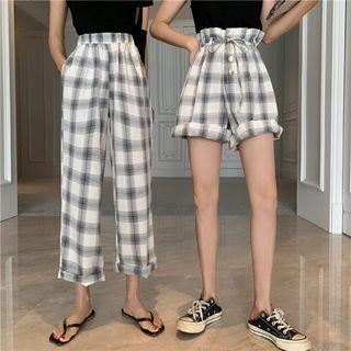 Plaid Wide Leg Pants / Plaid Shorts