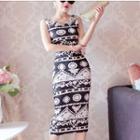 Set: V-neck Cropped Tank Top + High Waist Pencil Skirt