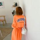 Letter Slit-back Long T-shirt Dress