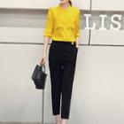 Set: Chiffon Shirt + Cropped Pants
