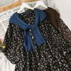 Set: Floral Midi Shirtdress + Knit Shawl