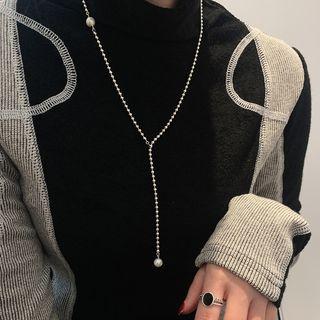 Freshwater Pearl Pendant Alloy Necklace Xl1630 - Silver - One Size