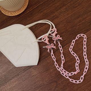 Heart Bow Acrylic Surgical Mask Retainer Pink - One Size