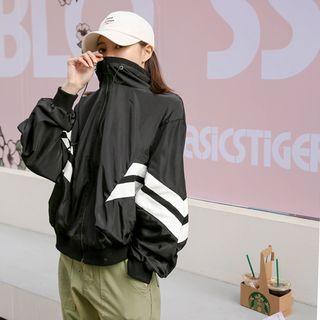Contrast-trim Oversized Windbreaker Jacket
