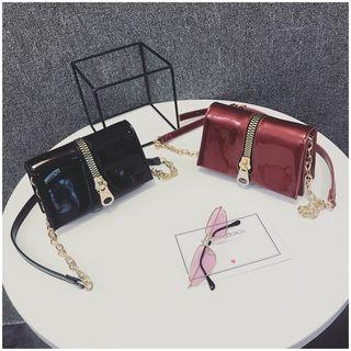 Zip Accent Patent Crossbody Bag
